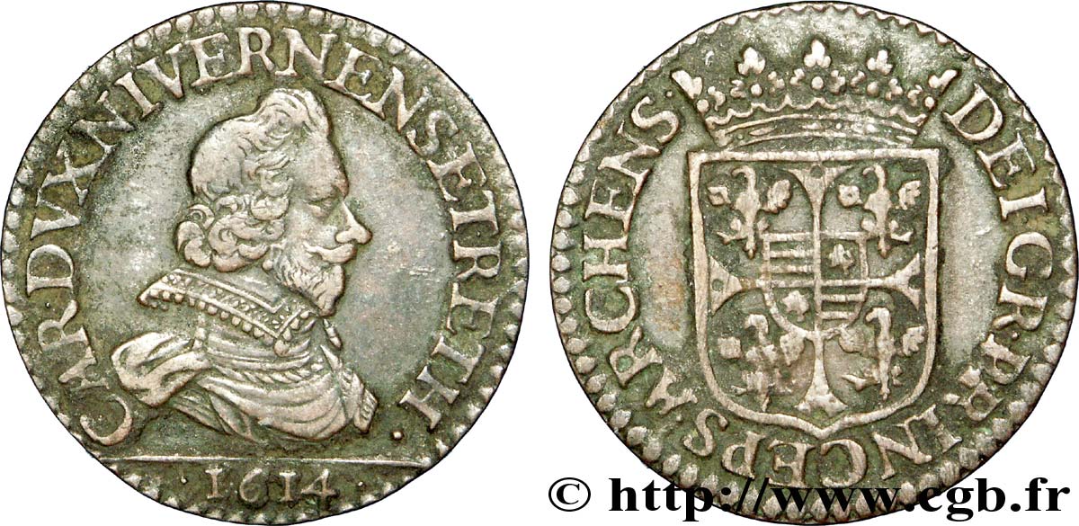 ARDENNES - PRINCIPAUTY OF ARCHES-CHARLEVILLE - CHARLES I OF GONZAGUE Liard, type 3B MBC+/MBC