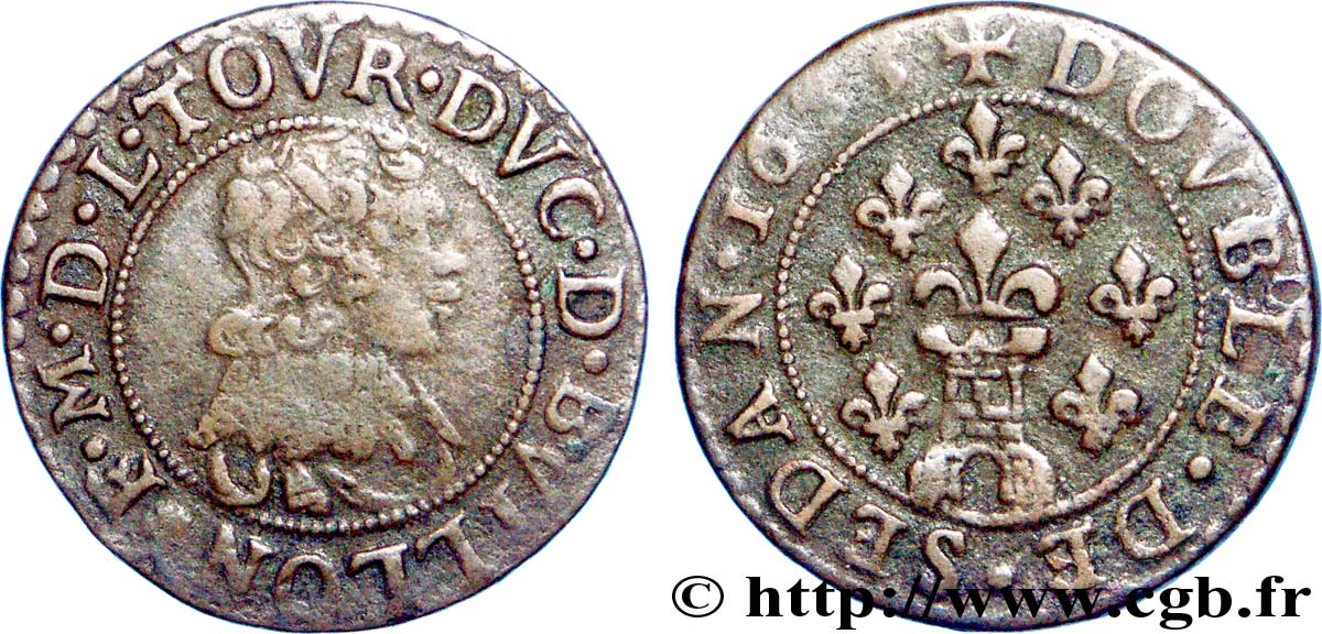 PRINCIPAUTY OF SEDAN - FREDERIC-MAURICE DE LA TOUR D AUVERGNE Double tournois, type 13 (grande collerette/grande tour en bas du champ) BB
