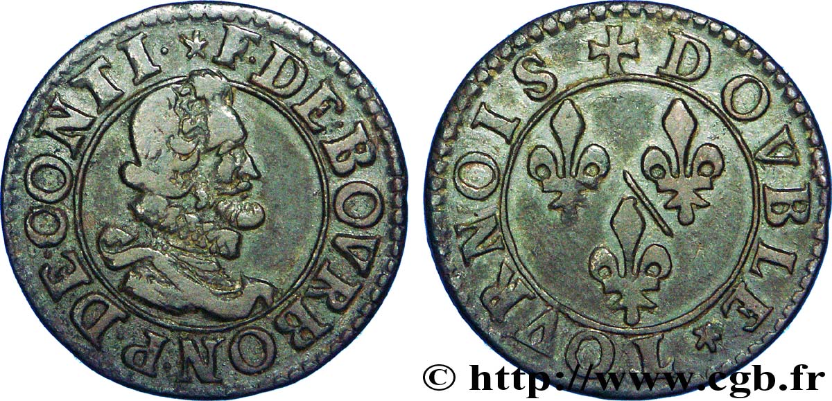 PRINCIPALITY OF CHATEAU-REGNAULT - FRANCIS OF BOURBON-CONTI Double tournois, type 7 XF