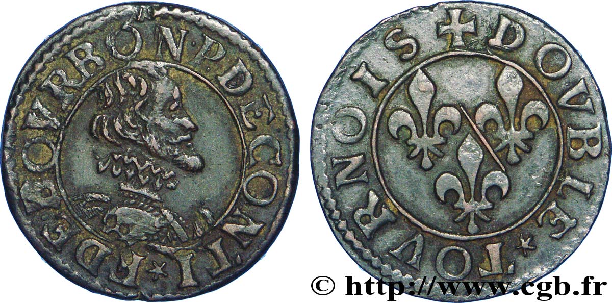 PRINCIPAUTY OF CHATEAU-REGNAULT - FRANCOIS OF BOURBON-CONTI Double tournois, type 14, buste A AU