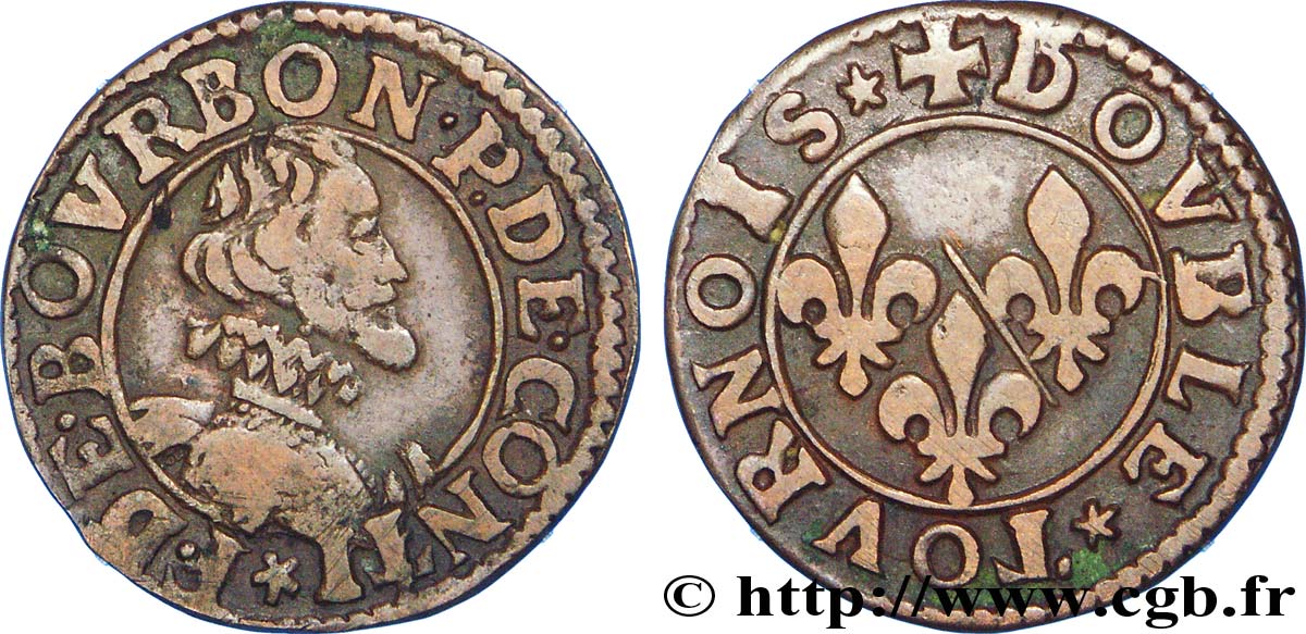 PRINCIPAUTY OF CHATEAU-REGNAULT - FRANCOIS OF BOURBON-CONTI Double tournois, type 14, buste A BB