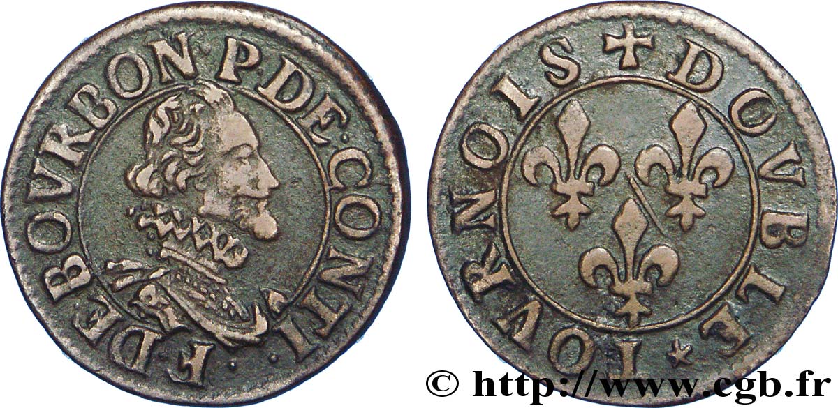 PRINCIPAUTÉ DE CHÂTEAU-REGNAULT - FRANÇOIS DE BOURBON-CONTI Double tournois, type 14, buste B TTB+/TTB