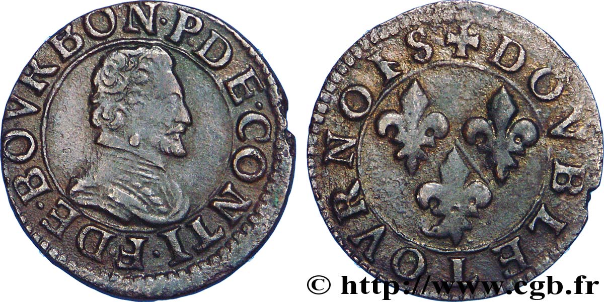 PRINCIPAUTY OF CHATEAU-REGNAULT - FRANCOIS OF BOURBON-CONTI Double tournois, type 18 AU/XF