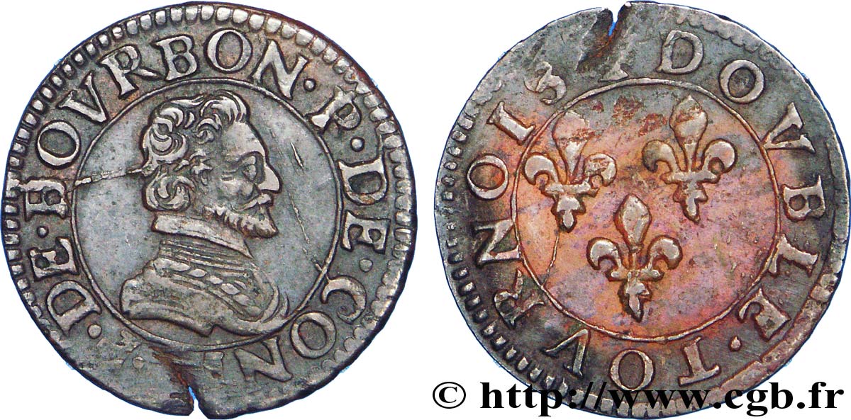 PRINCIPAUTY OF CHATEAU-REGNAULT - FRANCOIS OF BOURBON-CONTI Double tournois, type 18 AU/XF