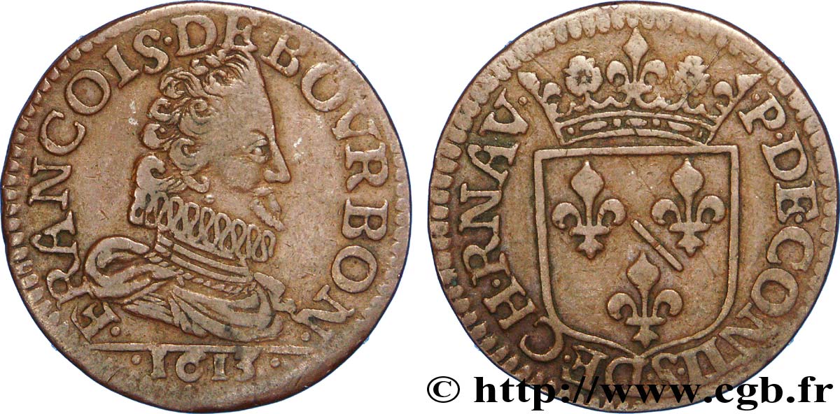 PRINCIPALITY OF CHATEAU-REGNAULT - FRANCIS OF BOURBON-CONTI Liard, type 3 XF