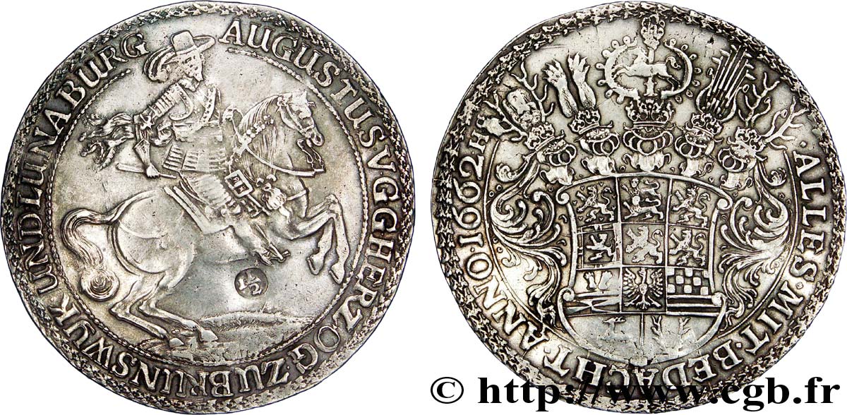 GERMANY - BRUNSWICK - WOLFENBUTTEL - AUGUSTUS II Thaler et demi 1662  MBC+