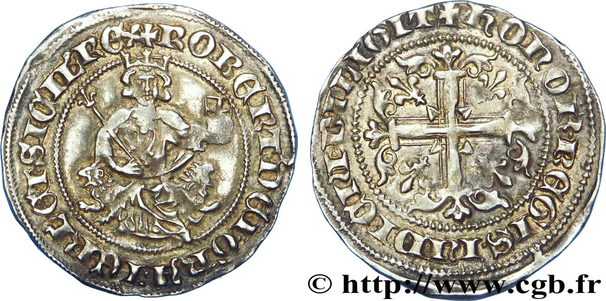 ITALIE - ROYAUME DE NAPLES - ROBERT D ANJOU Carlin d argent c. 1310-1340 Naples TTB+