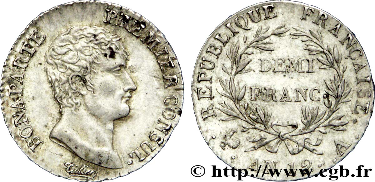 Demi-franc Bonaparte Premier Consul 1804 Paris F.173/2 AU 