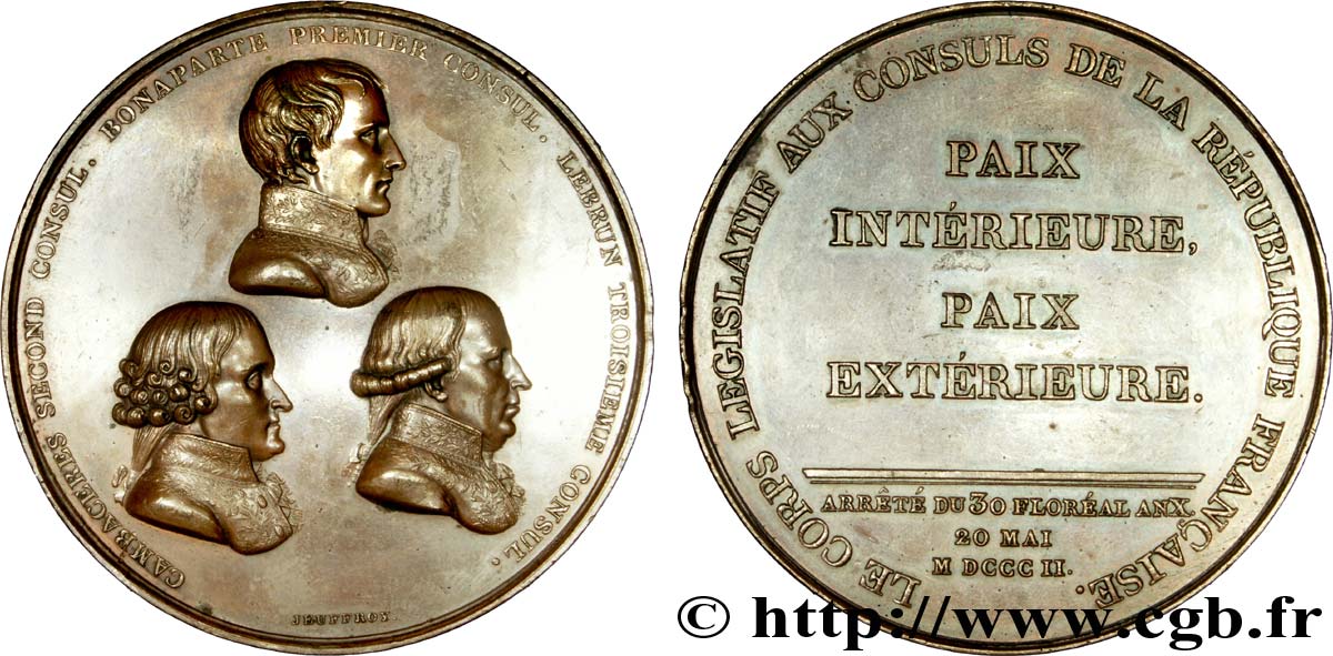CONSULATE Médaille BR 68, Promulgation du Traité d Amiens AU