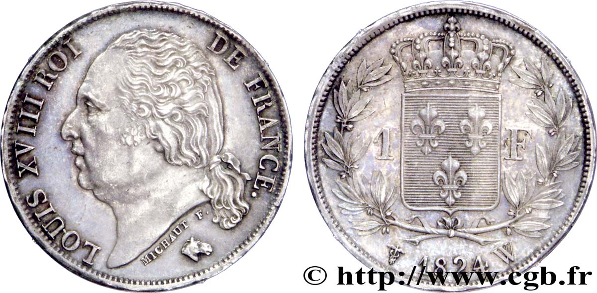 1 franc Louis XVIII 1824 Lille F.206/66 SPL 