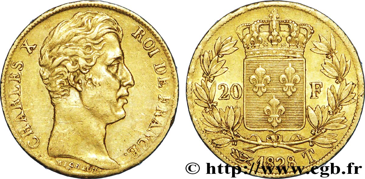 20 francs or Charles X 1828 Nantes F.521/3 BB 