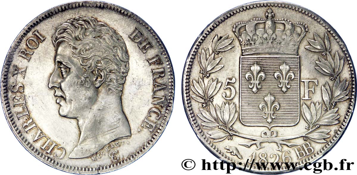 5 francs Charles X, 1er type 1826 Strasbourg F.310/17 SUP 