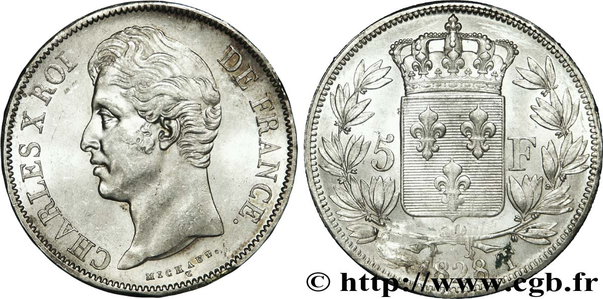 5 francs Charles X, 2e type 1828 Nantes F.311/25 AU 