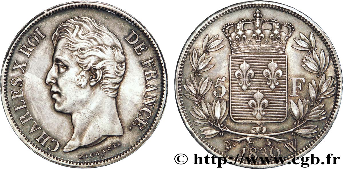 5 francs Charles X, 2e type 1830 Lille F.311/52 SUP 