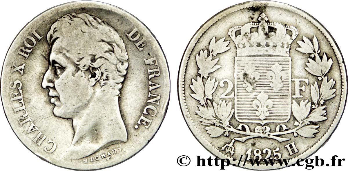 2 francs Charles X 1825 La Rochelle F.258/5 BC 