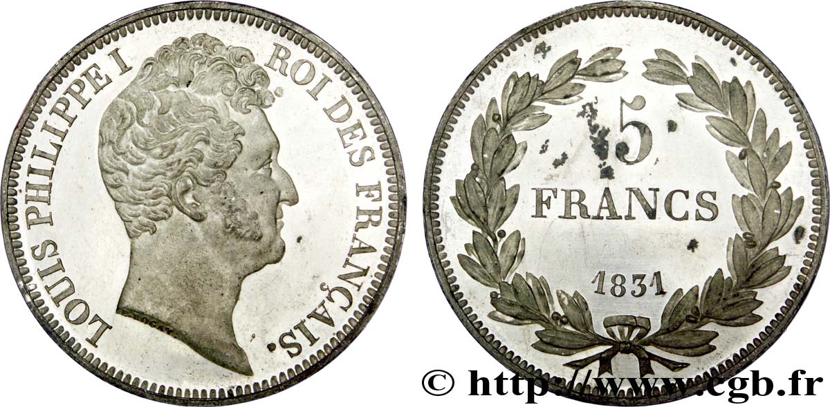 Essai de 5 francs en étain par Rogat 1831 Paris VG.2773  fST 