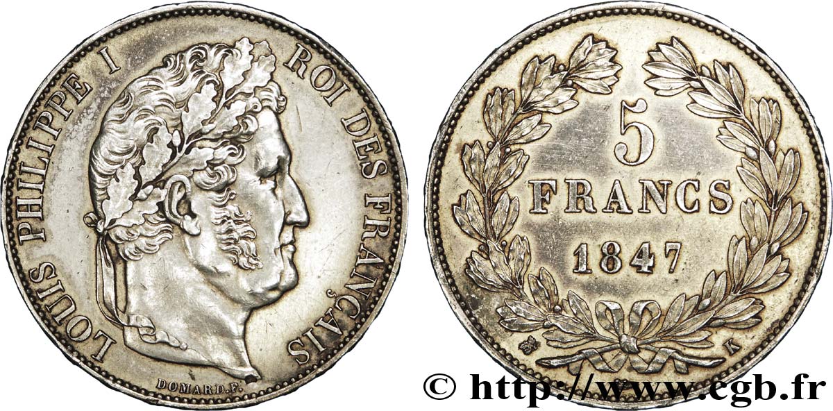 5 francs, IIIe type Domard 1847 Bordeaux F.325/16 AU 