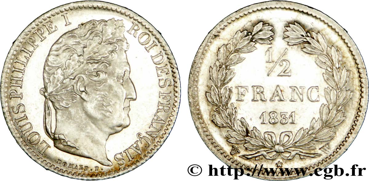 1/2 franc Louis-Philippe 1831 Lille F.182/13 EBC 