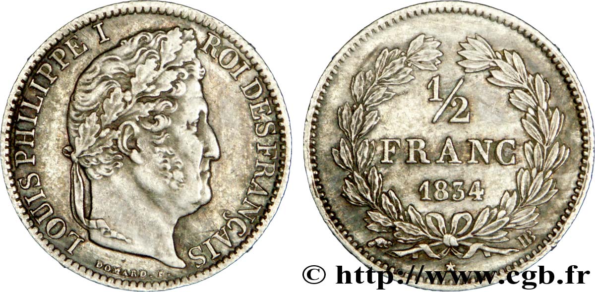 1/2 franc Louis-Philippe 1834 Strasbourg F.182/42 BB 