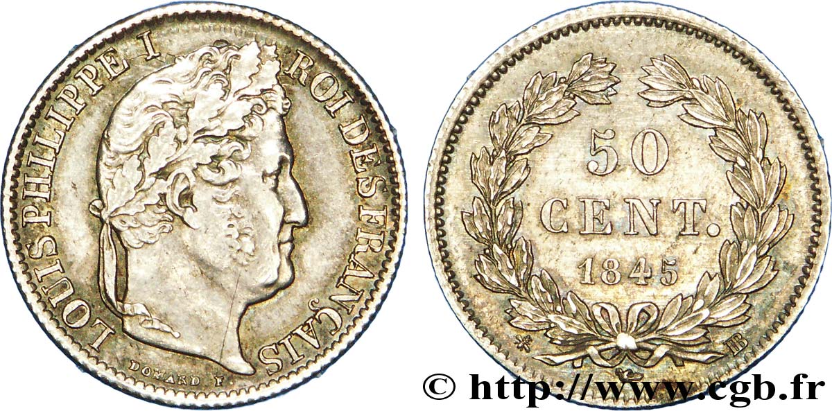 50 centimes Louis-Philippe 1845 Strasbourg F.183/3 BB 