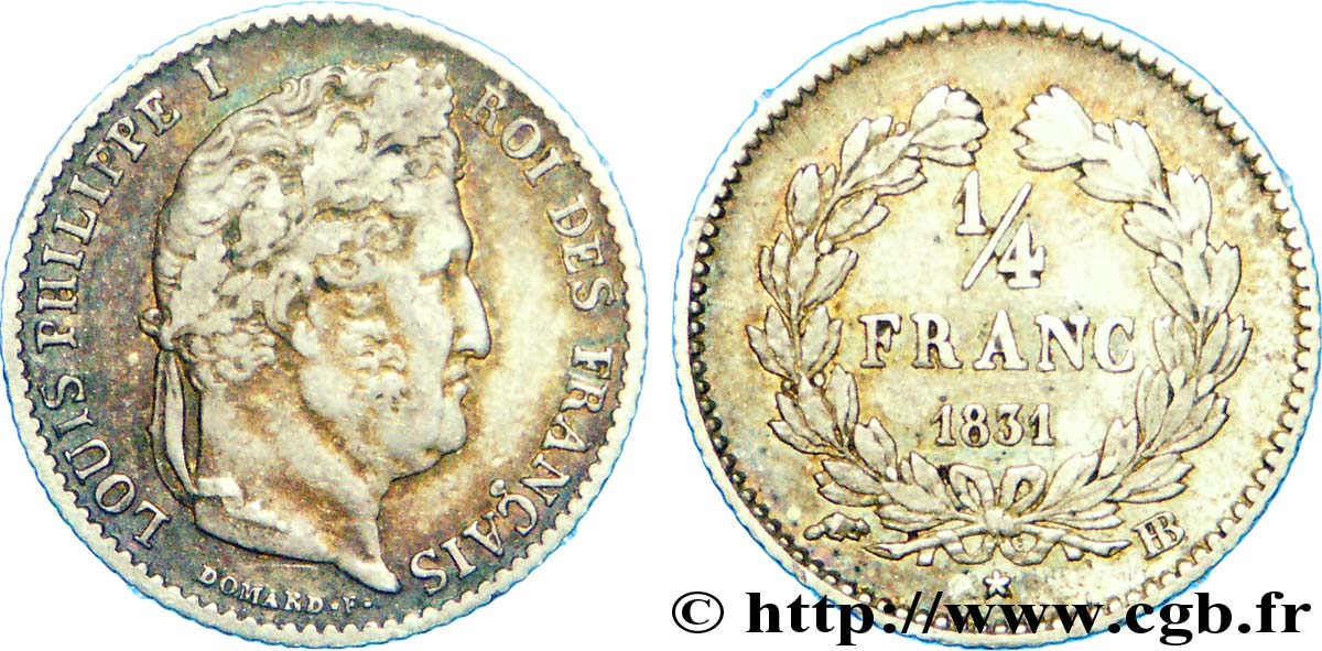 1/4 franc Louis-Philippe 1831 Strasbourg F.166/3 MBC 