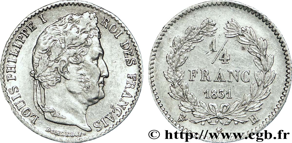 1/4 franc Louis-Philippe 1831 La Rochelle F.166/5 SUP 