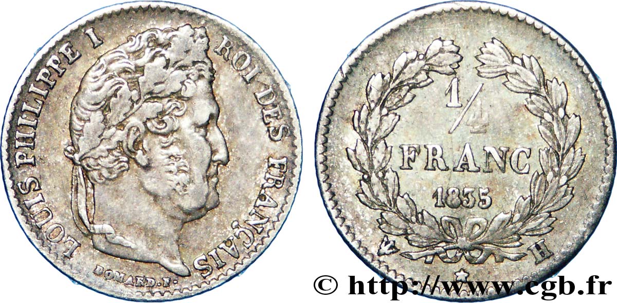 1/4 franc Louis-Philippe 1835 La Rochelle F.166/53 MBC 