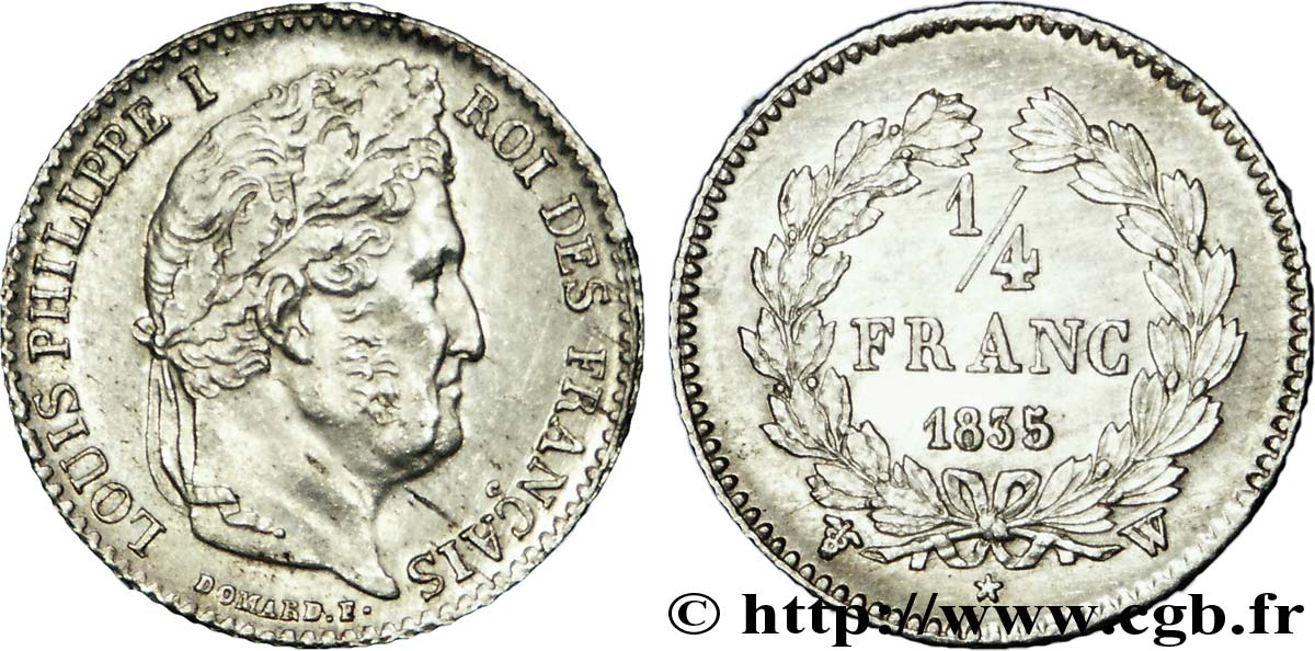 1/4 franc Louis-Philippe 1835 Lille F.166/57 SUP 