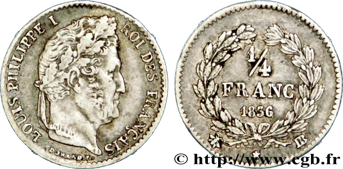 1/4 franc Louis-Philippe 1836 Strasbourg F.166/61 TTB 