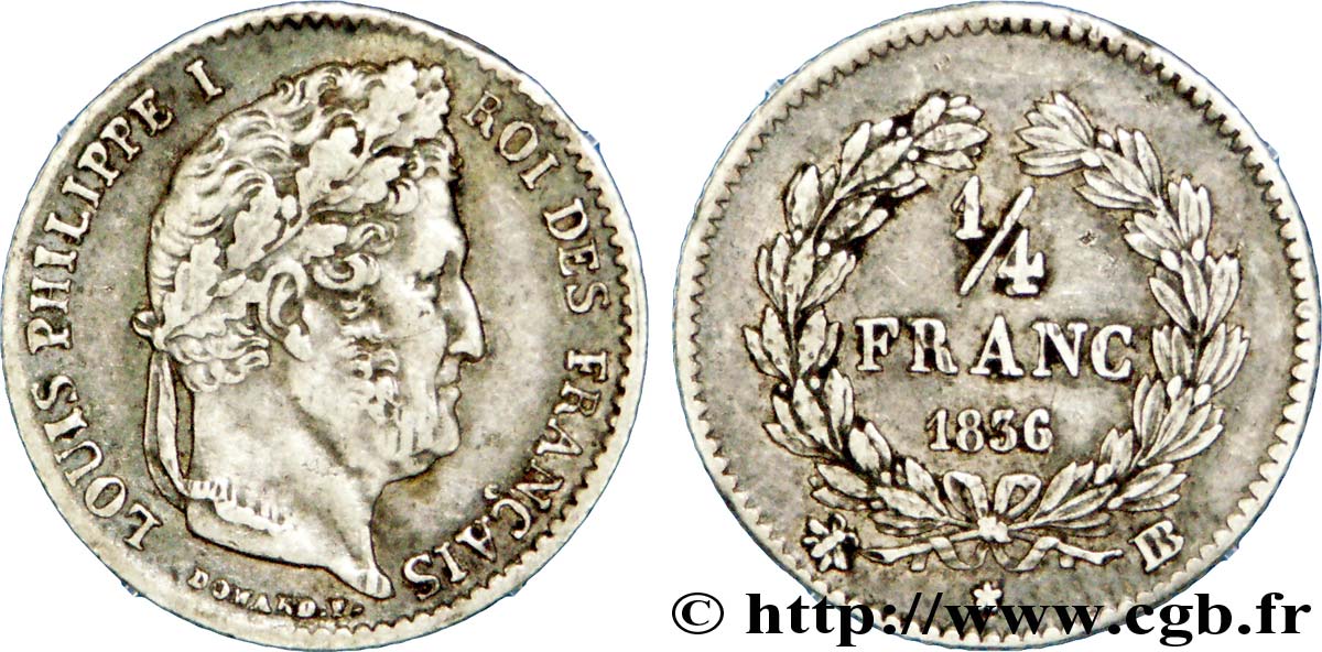 1/4 franc Louis-Philippe 1836 Strasbourg F.166/61 SS 
