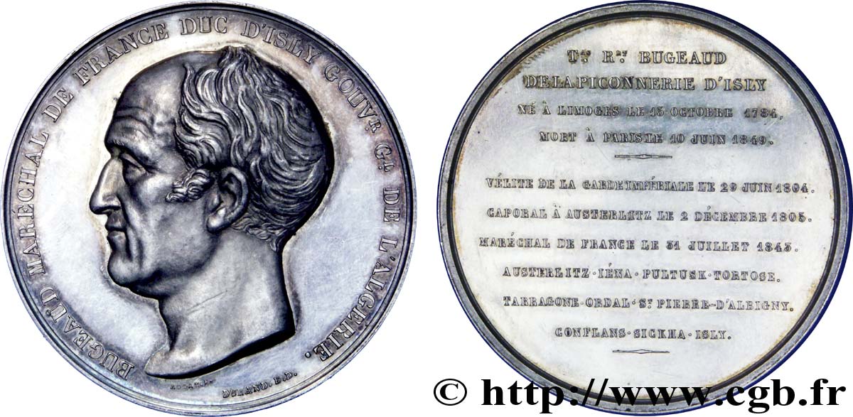 SECOND EMPIRE Médaille AR 52, Hommage à Thomas Robert Bugeaud SUP