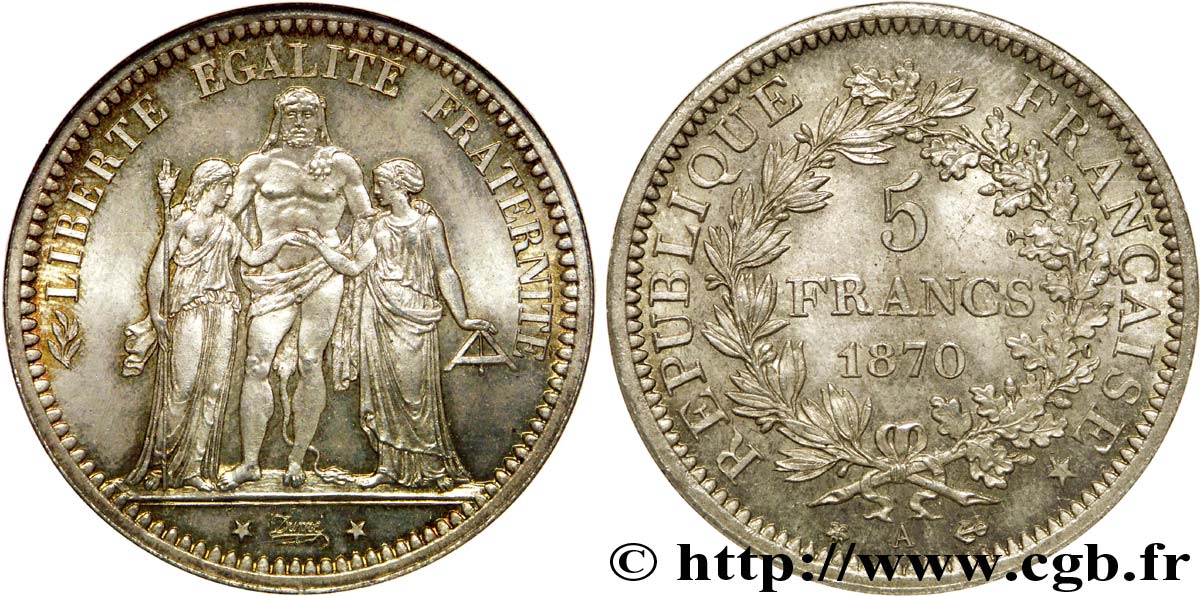 5 francs Hercule 1870 Paris F.334/1 FDC 