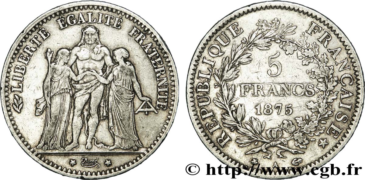5 francs Hercule, petit A 1875 Paris F.334/15 BC 