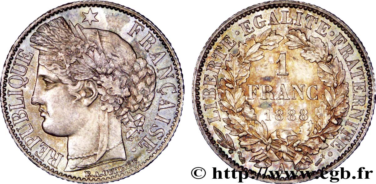 1 franc Cérès, Troisième République 1888 Paris F.216/10 SPL 