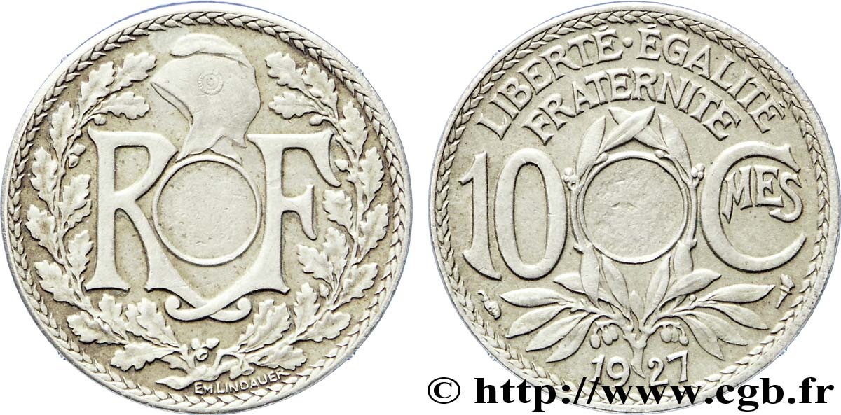 10 centimes Lindauer, non perforé 1927  F.138/14 var. XF 