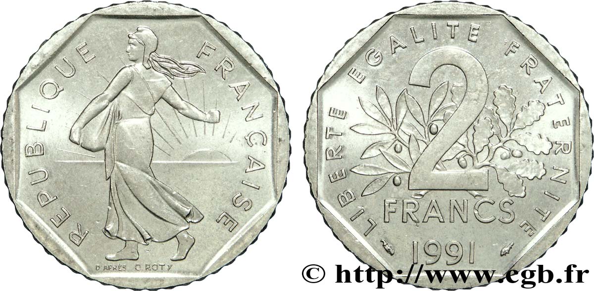 2 francs Semeuse, nickel, frappe monnaie 1991 Pessac F.272/15 SPL 