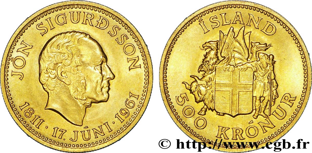 ISLANDE - RÉPUBLIQUE 500 couronnes 1961  AU 