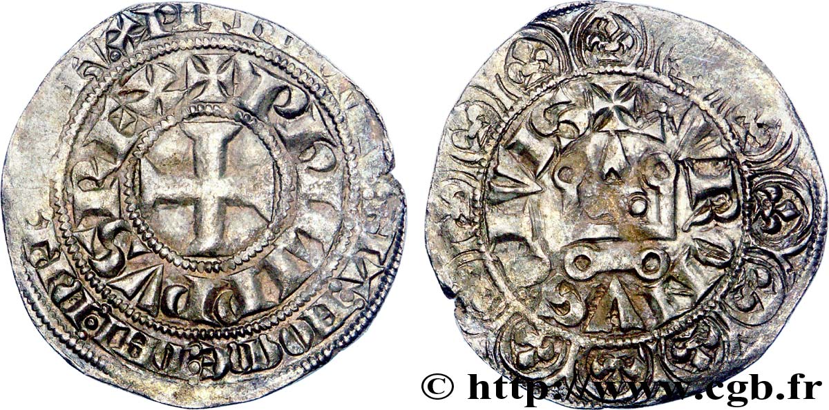 PHILIP IV  THE FAIR  Gros tournois à l O long c. 1290-1295  XF/VF