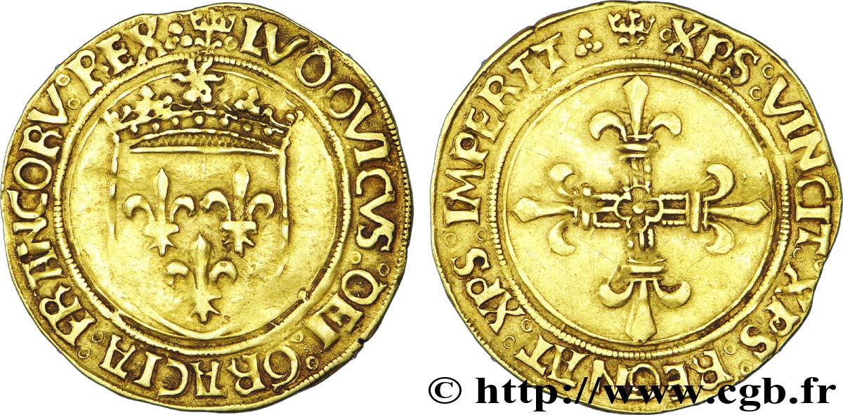 LOUIS XII LE PÈRE DU PEUPLE Écu d or au soleil 25/04/1498 Lyon TTB