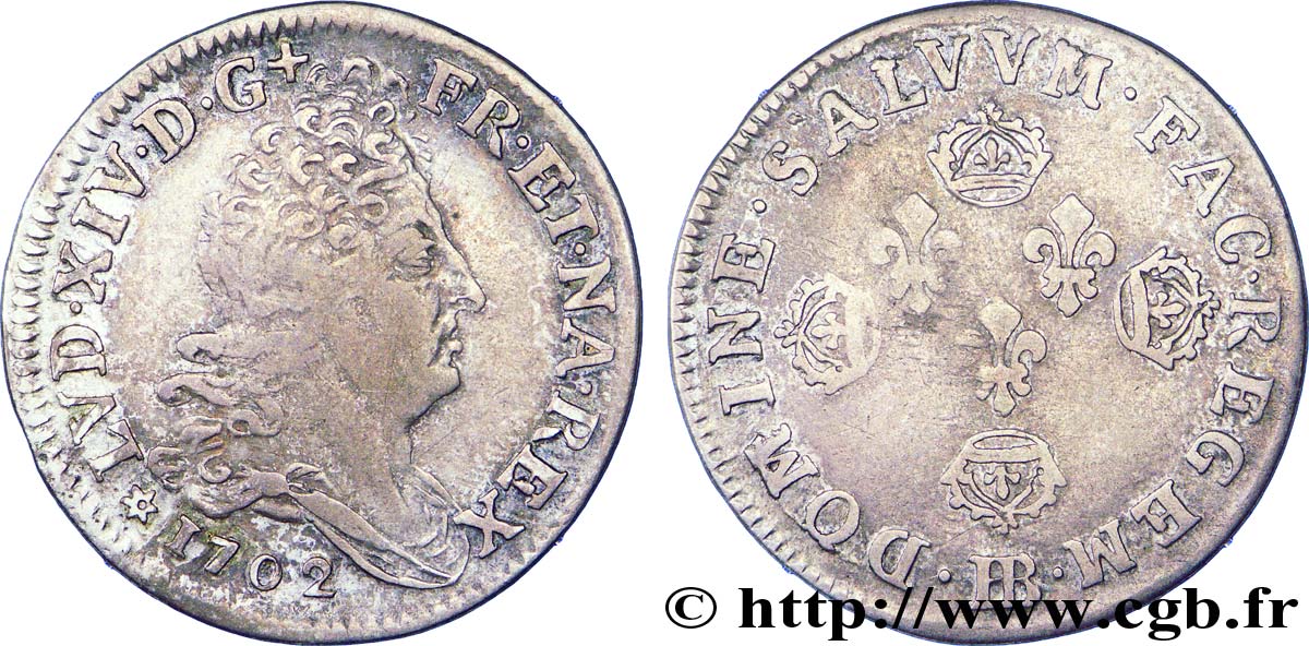 LOUIS XIV &nbsp;THE SUN KING&nbsp; Onze sols aux quatre couronnes 1702 Strasbourg VF