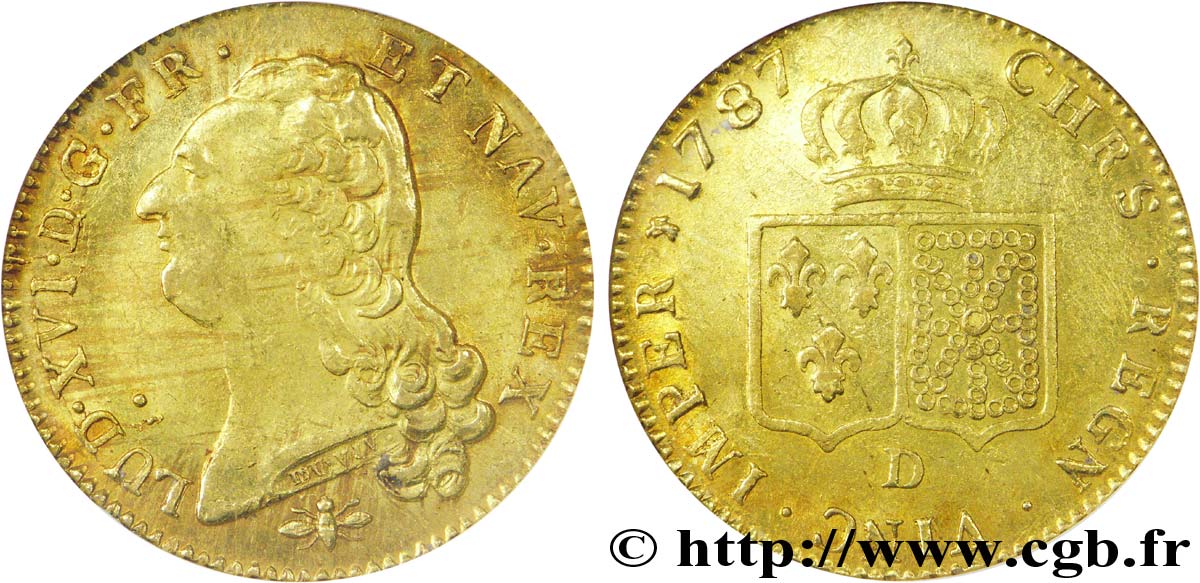 LOUIS XVI Double louis d’or aux écus accolés 1787 Lyon SPL