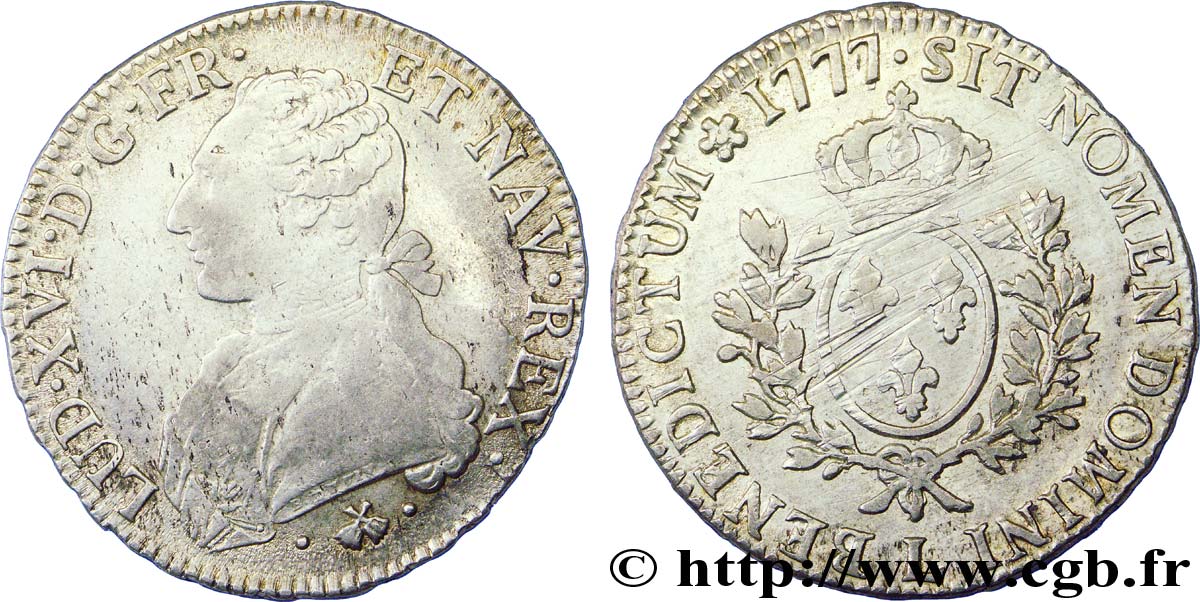 LOUIS XVI Écu dit  aux branches d olivier  1777 Bayonne SS