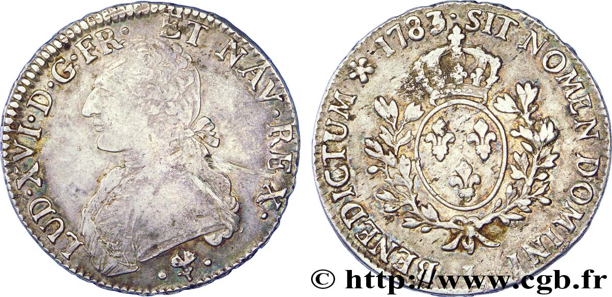 LOUIS XVI Écu dit &nbsp;aux branches d&nbsp;olivier&nbsp; 1783 Bayonne VF/XF