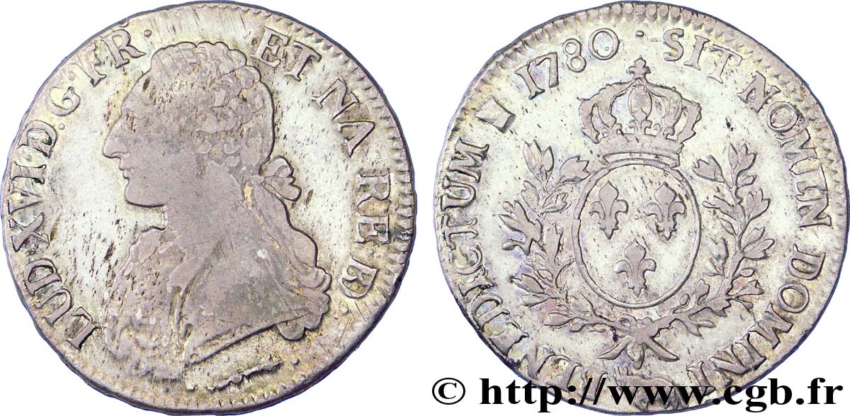 LOUIS XVI Écu dit  aux branches d olivier de Béarn  1780 Pau VF/XF