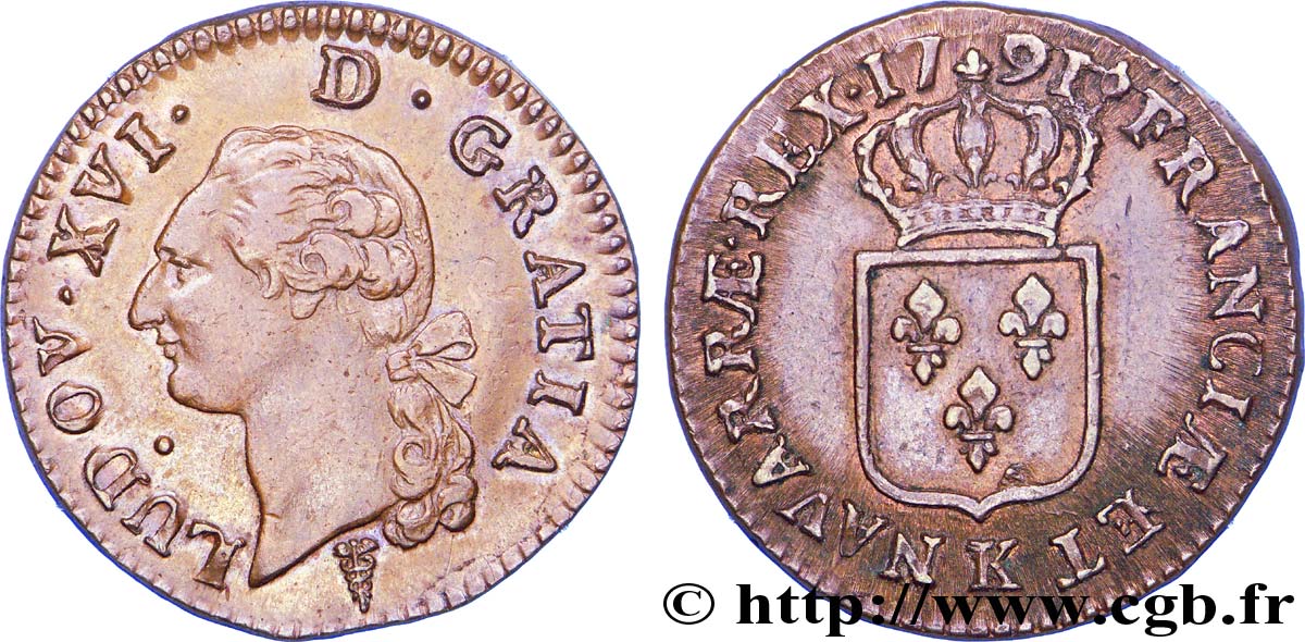 LOUIS XVI Sol dit  à l écu  1791 Bordeaux EBC/MBC+