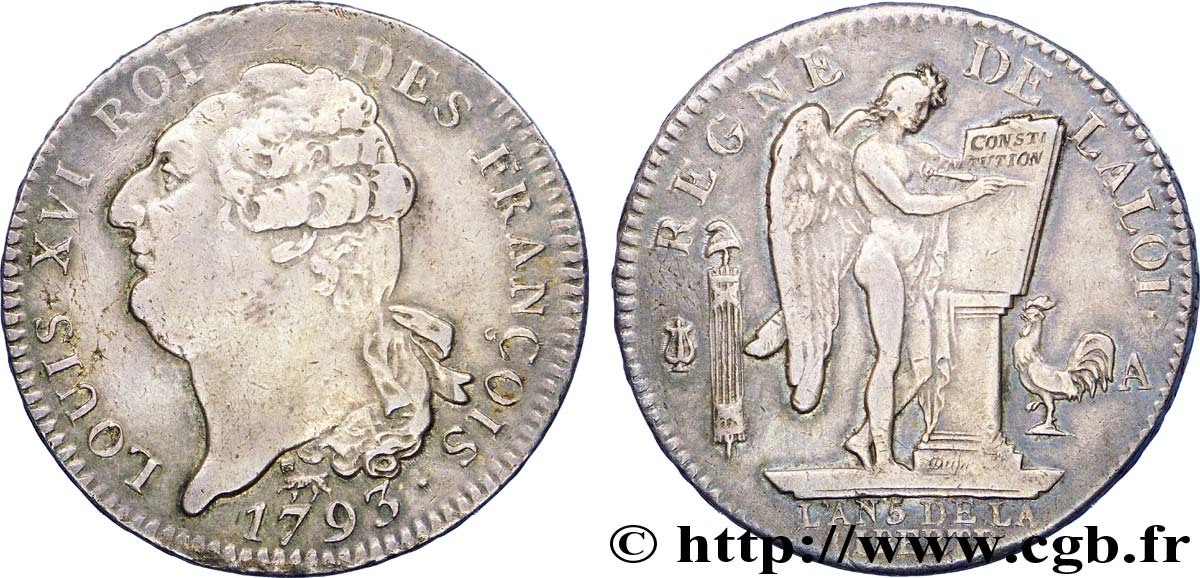 LA CONVENTION Écu dit  au génie , légende FRANÇOIS 1793 Paris TTB+