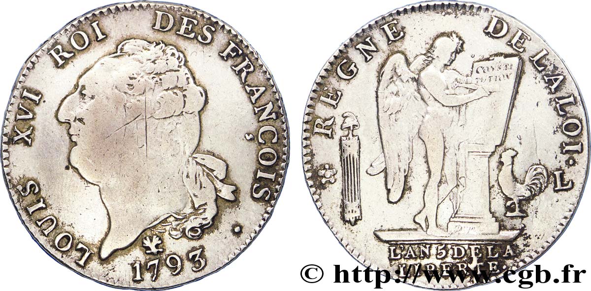 LA CONVENTION Écu dit  au génie , légende FRANÇOIS 1793 Bayonne TB+