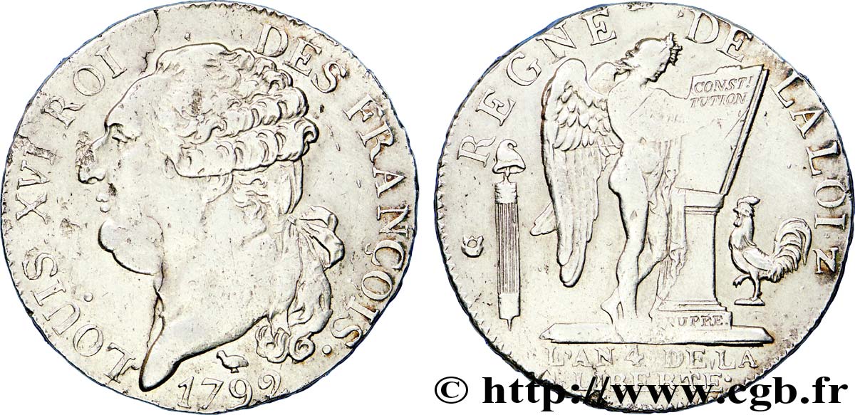 LOUIS XVI (MONARQUE CONSTITUTIONNEL)  Demi-écu dit &nbsp;au génie&nbsp;, légende FRANÇOIS 1792 Montpellier TTB