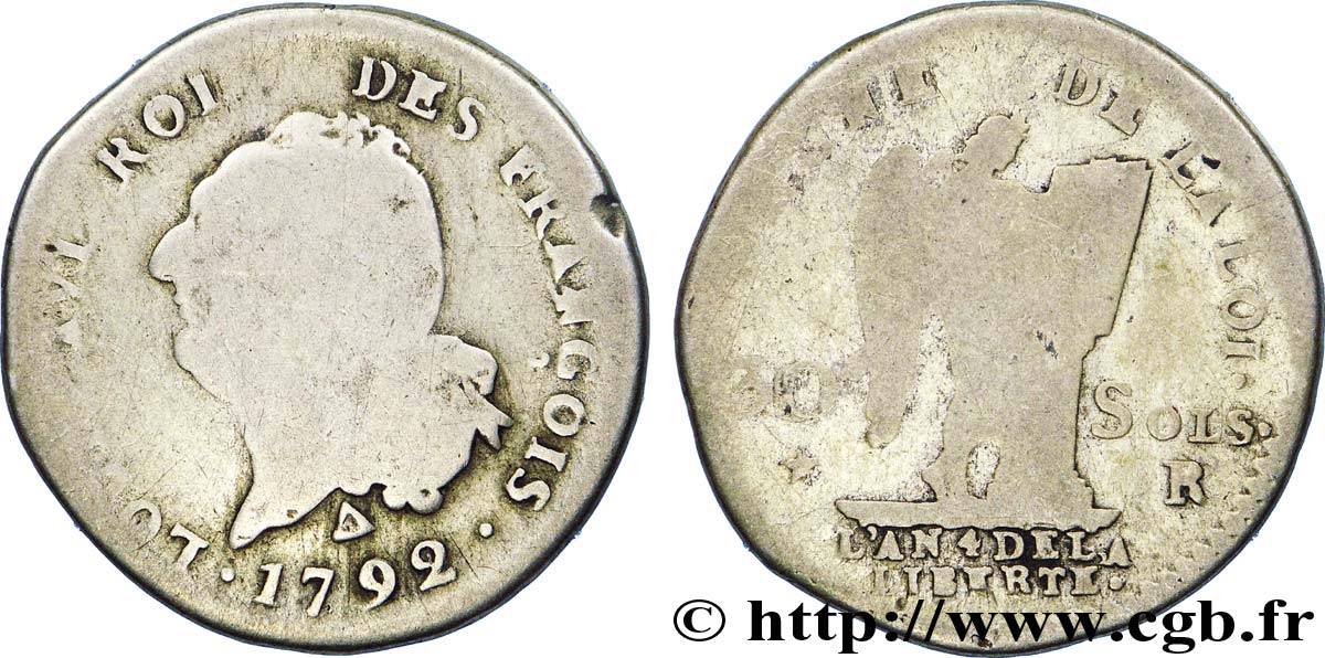 LOUIS XVI 30 sols dit  au génie , type FRANÇOIS 1792 Orléans RC