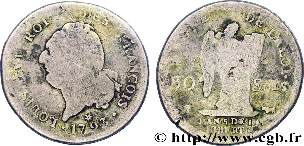 LA CONVENTION 30 sols dit  au génie , type FRANÇOIS 1793 Pau B